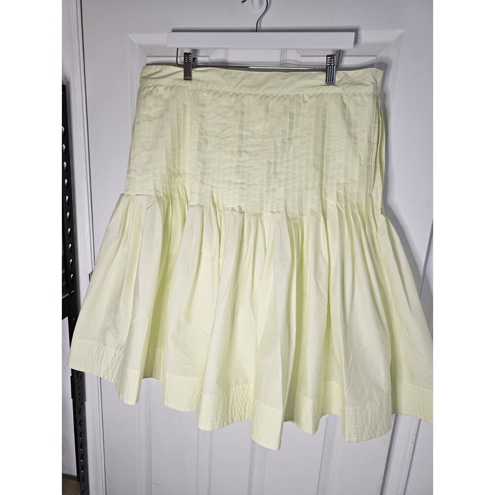 NWT Free Assembly Womens Sz 20 Yellow Pintuck Knee Length Skirt light wt casual